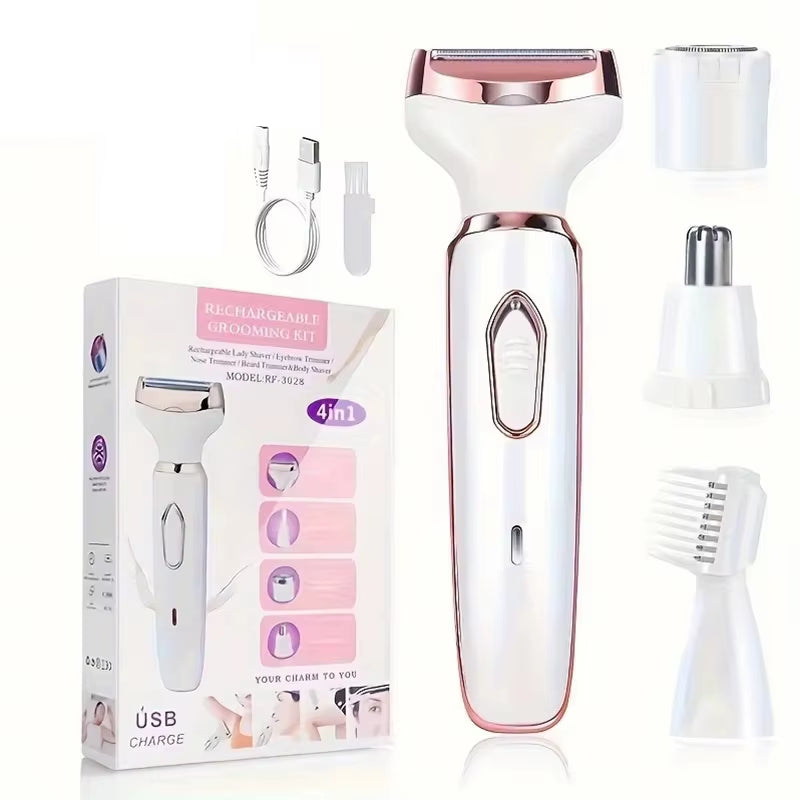 2025 4 in 1 Electric Lady Shaver Body Hair Removal Epilator Painless Cordless Trimmer Razor Gifts for Women 2025