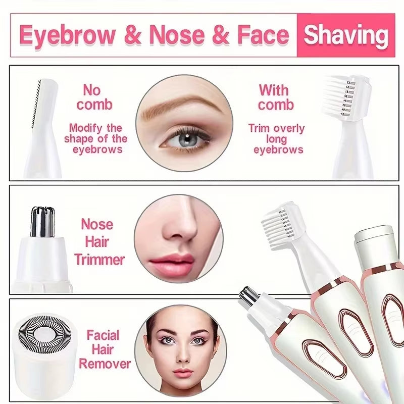 2025 4 in 1 Electric Lady Shaver Body Hair Removal Epilator Painless Cordless Trimmer Razor Gifts for Women 2025